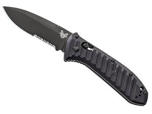 Benchmade Presidio II 3.72" AXIS Serrated Folding Knife, Black/Black Aluminum