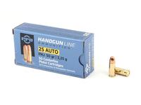 PPU HandgunLine .25ACP 50gr FMJ 50rd