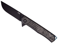 Tekto F1 Alpha 3.1" Folding Knife, Forged Carbon/Blue Accents