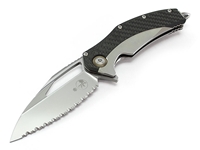 Microtech Matrix 3.77" Bead Blasted Stainless Serrated Folding Knife w/ Carbon Fiber Scales