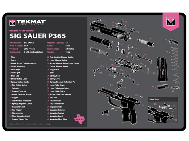 TekMat Sig Sauer P365 Gun Cleaning Mat, Pink