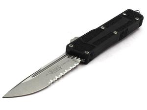 Microtech Knives Scarab II S/E Black 3.95" Partial Serrated Stonewash