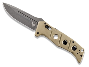 Benchmade Auto Adamas 3.8" AXIS Folding Knife, Tungsten Gray/Desert Tan G10