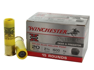 Winchester Super X 20GA Rifled Slug Hollow Point 2 3/4" 3/4oz 15rd