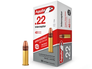 Aguila 22LR Interceptor Copper Plated Solid Point 40gr 50rd