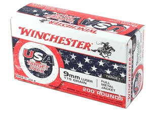 Winchester 9mm 115gr FMJ USA 200rd