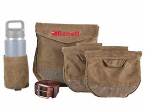 Benelli Lodge Dove Pouch, Bottle Holder, & Belt Kit, Olive Waxed Cotton