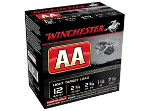 Winchester AA Light Target Load 12GA 2.75" 1 1/8 oz 7.5 Shot 25rd