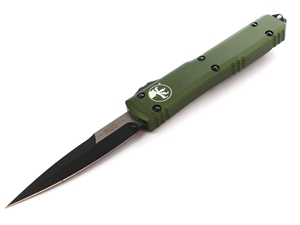 Microtech Ultratech 3.39" OTF Black Double Edge Bayonet, OD Green