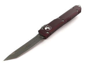 Microtech Ultratech 3.35" OTF Apocalyptic Finish Tanto, Merlot Red