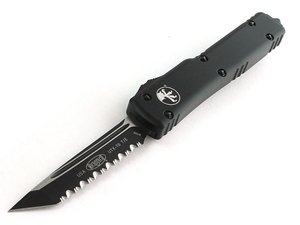 Microtech UTX-70 2.41" OTF Black Fully Serrated Tanto, Black