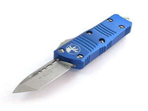 Microtech Mini Troodon 1.98" OTF Stonewashed Tanto, Blue