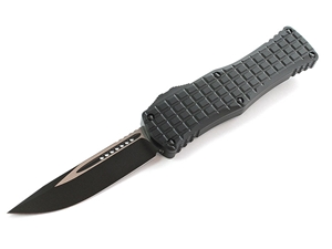 Microtech Hera Tactical 3.12" OTF Black Drop Point, Black Frag