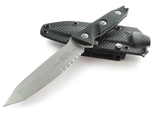 Microtech Socom Alpha 5.36" Fixed Stonewash Finish Partially Serrated, Black G10