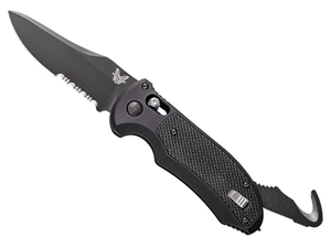 Benchmade Auto Triage 3.58" Folding Knife, Black/Black Aluminum & G10