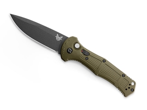 Benchmade Claymore Tanto 3.6" Auto Folding Knife, Cobalt/Ranger Green Grivory