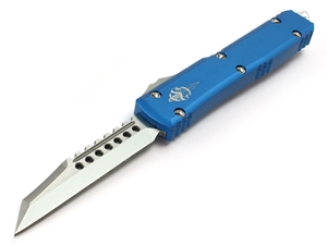 Microtech Knives Ultratech Warhound 3.46" Stonewashed, Blue Aluminum