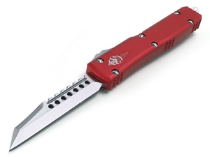 Microtech Knives Ultratech Warhound 3.46" Stonewashed, Red Aluminum