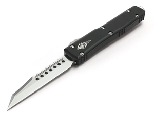 Microtech Knives Ultratech Warhound 3.46" Stonewashed, Black Aluminum