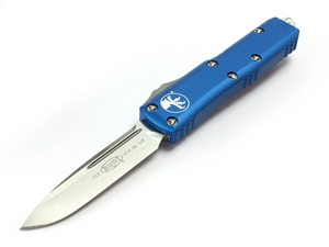 Microtech Knives UTX-85 3" S/E Stonewashed, Blue Aluminum