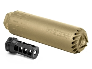 HuxWrx Flow 762 Ti Suppressor w/ Muzzle Brake-QD 762, FDE