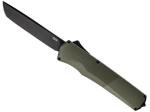 Tekto A5 Spry Tanto 3.5" OTF Knife, OD Green Aluminum