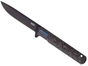 Tekto F2 Bravo 3.1" Folding Knife, Forged Carbon/Blue Accents