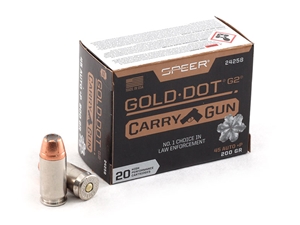 Speer Gold Dot G2 Carry Gun .45ACP +P 200gr JHP 20rd