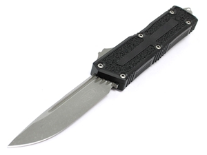 Microtech Scarab II Gen3 3.875" OTF Apocalyptic Finish Drop Point Knife, Black
