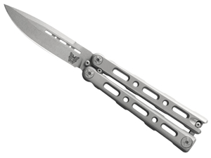 Benchmade 82 Laro 3.6" Balisong Knife, Gray Billet Titanium