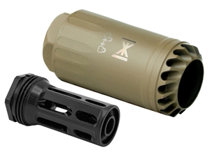 HuxWrx Blastphemy Blast Deflector w/Flash Hider-QD 762, FDE